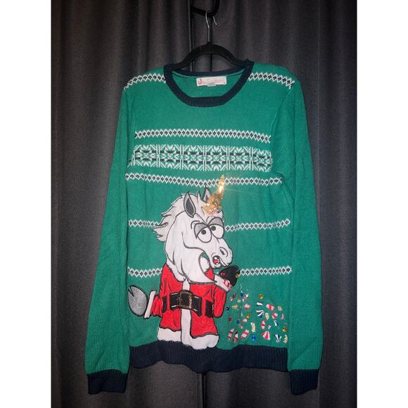 Ugly Christmas Sweater Xmas Size Medium Unicorn - Picture 1 of 3